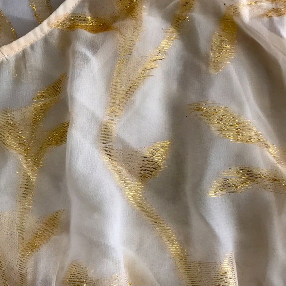 Anthropologie: Gold/Cream Sleeveless Blouse - Picture 8 of 8